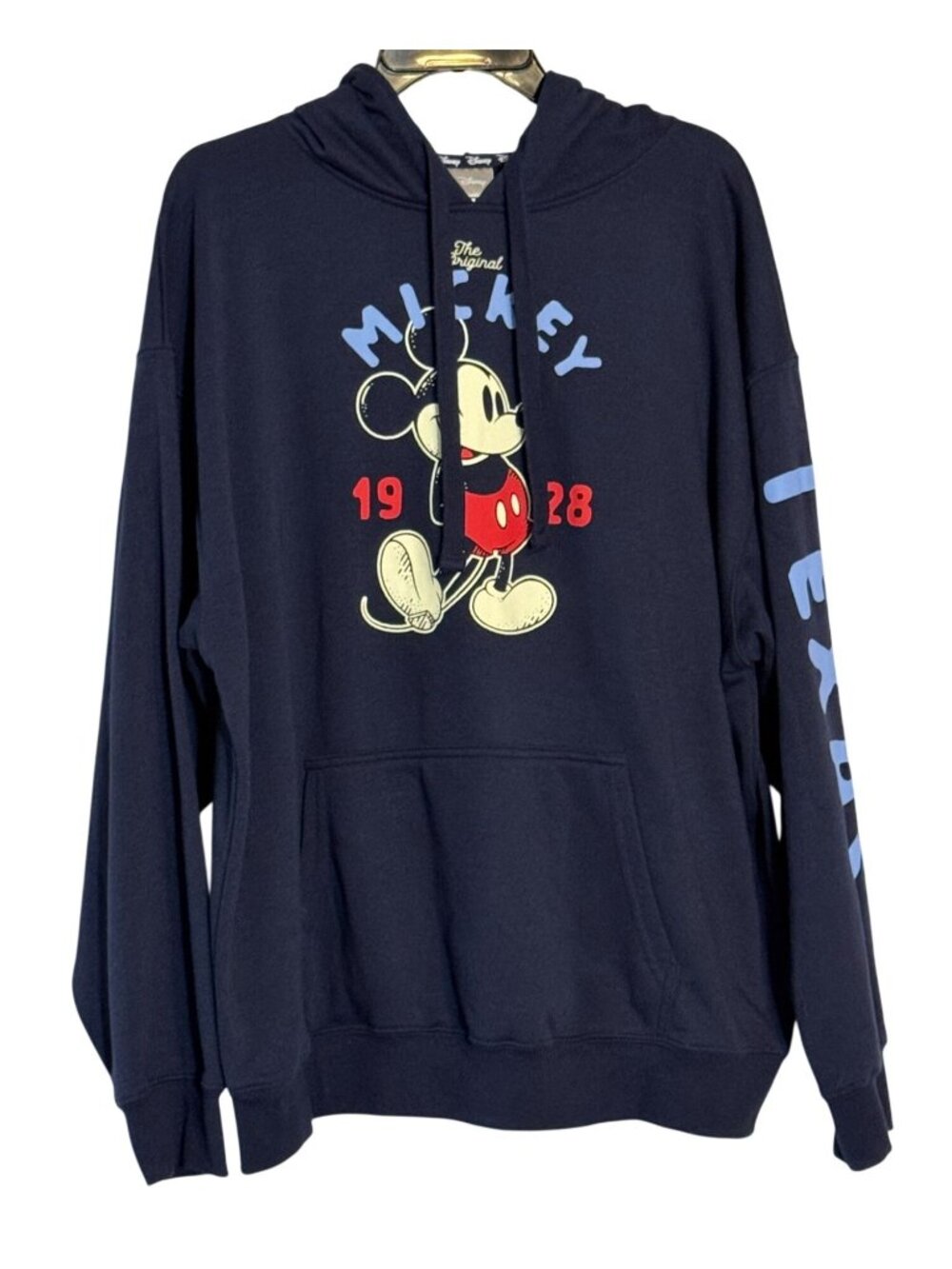Disney Mickey Mouse Texas Hoodie XL Navy Blue Cotton/Poly Blend Pullover